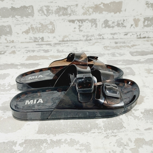 MIA Black Double Strap Buckle Slides Sandals V633 - Picture 5 of 11